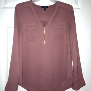 Express Sheer Zipper Front Blouse